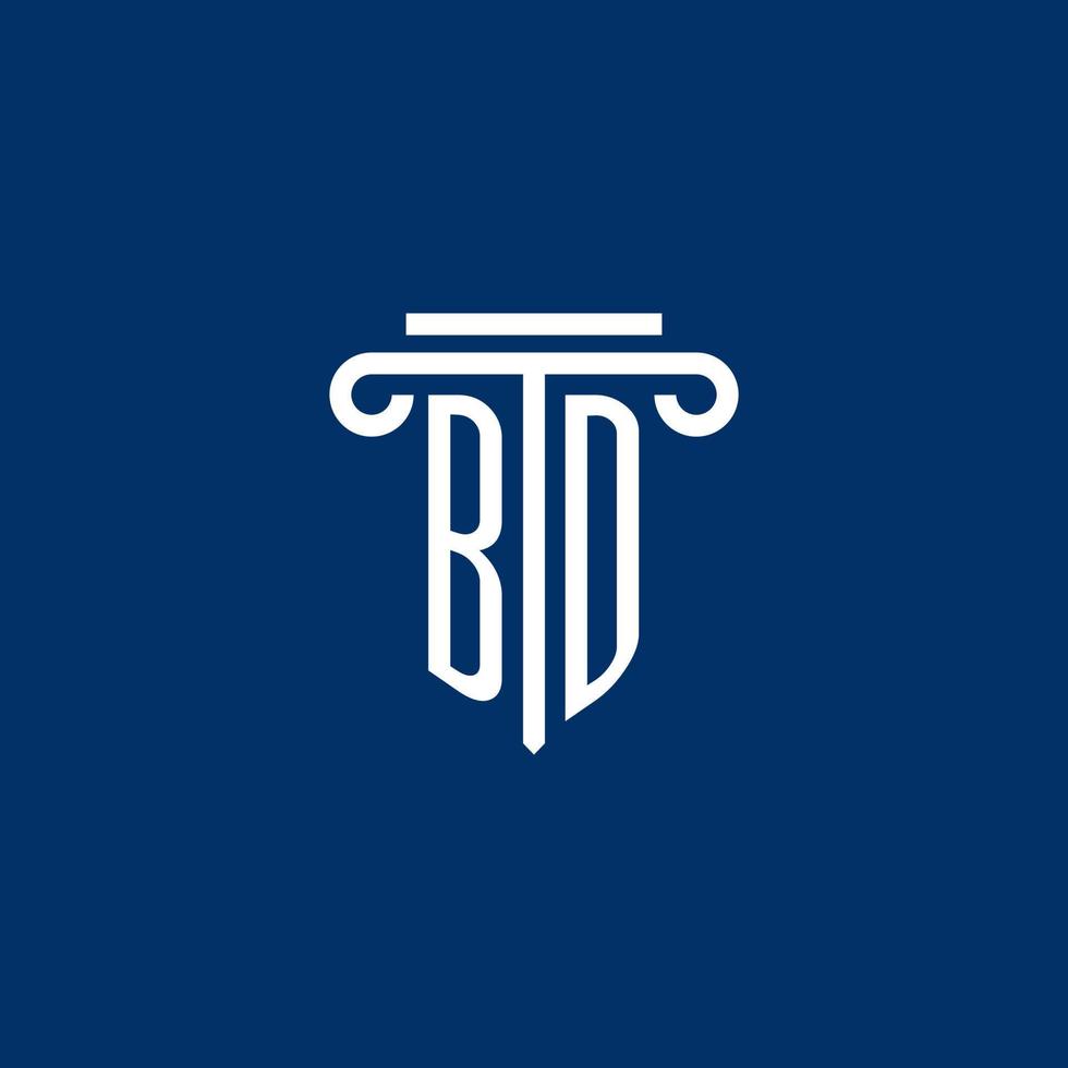 bd första logotyp monogram med enkel pelare ikon vektor