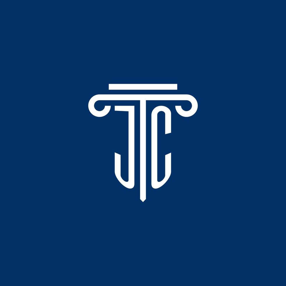 jc första logotyp monogram med enkel pelare ikon vektor