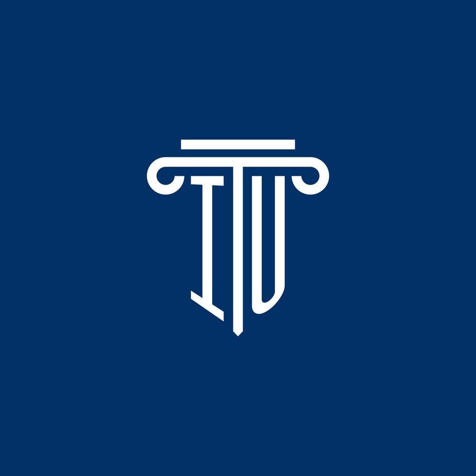 iu första logotyp monogram med enkel pelare ikon vektor