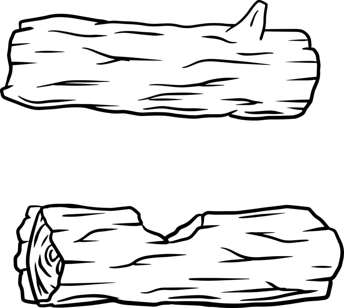 Schwarz-Weiß-Skizzenprotokoll. baustoff holz. natürliches Element. die Umgebung des Waldes. vektor