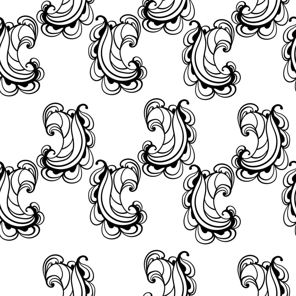 abstraktes nahtloses Paisley-Muster, bohnenartige Elemente auf weißem Hintergrund vektor