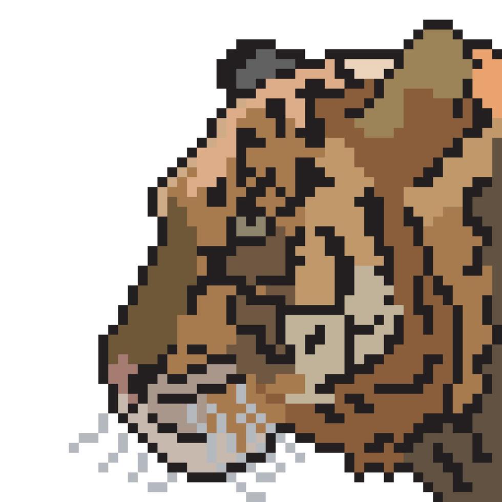 pixel konst med tiger ansikte huvud. vektor illustration.