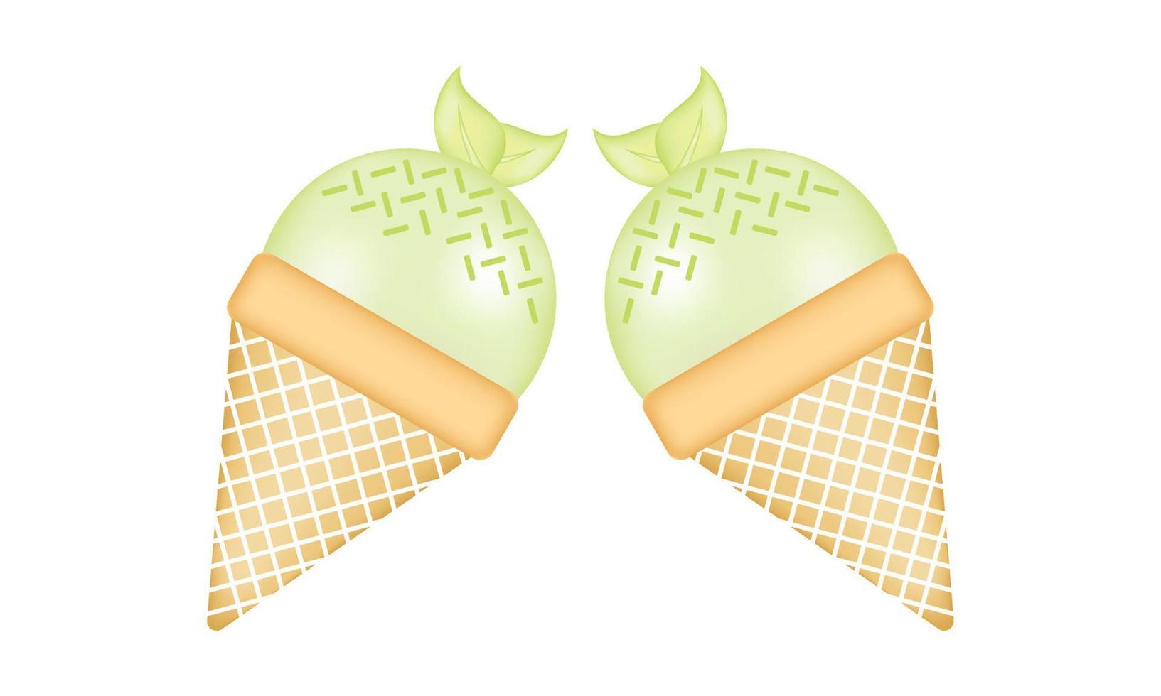 Grüntee-Eiscreme-Illustration mit Mesh-Technik 3 vektor