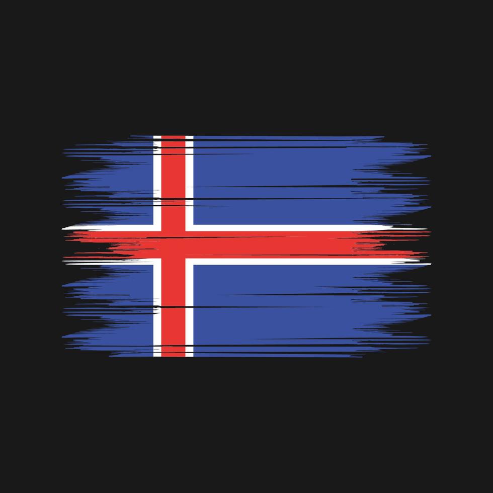 Pinselvektor der isländischen Flagge. Pinselvektor der Nationalflagge vektor