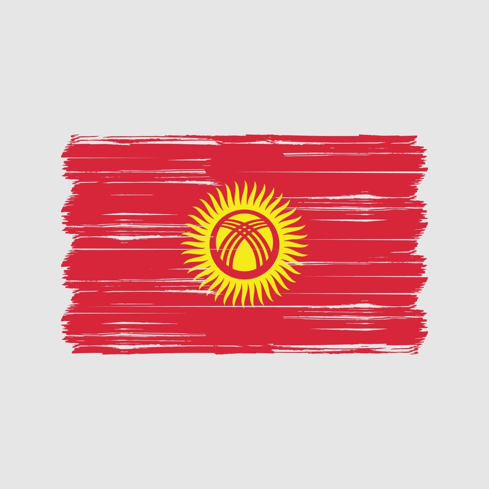 kirgizistans flagga borste. National flagga vektor