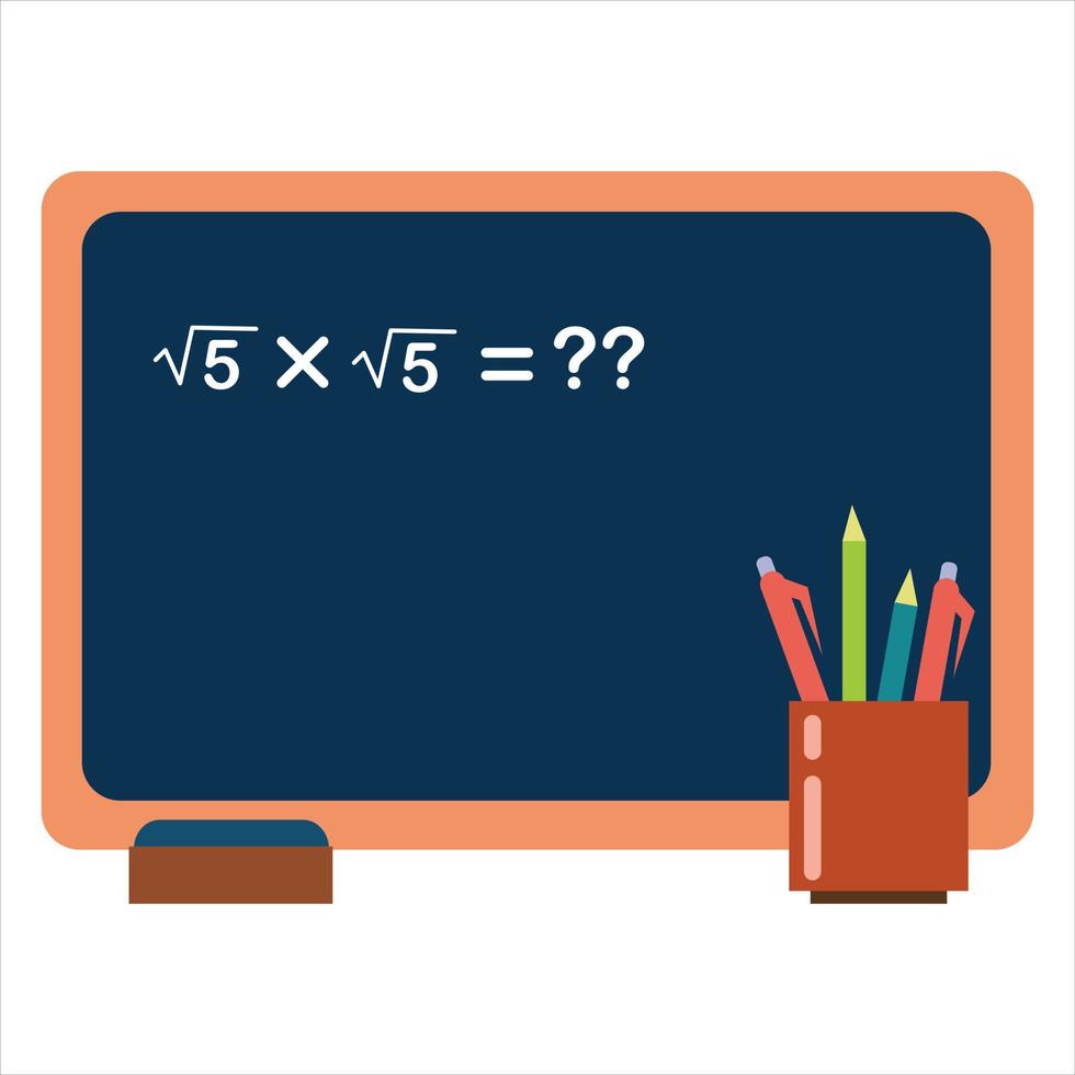 Illustration einer Tafel zur Erklärung von Mathematik. Illustration eines Klassenzimmers mit einer Tafel. Design zurück in die Schule. vektor