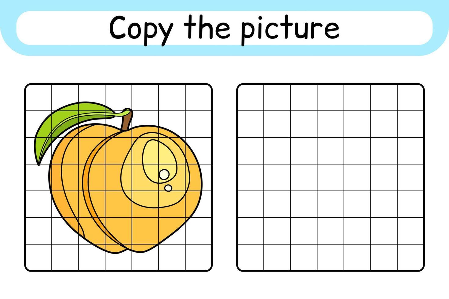 kopia de bild och Färg persika. komplett de bild. Avsluta de bild. färg bok. pedagogisk teckning övning spel för barn vektor