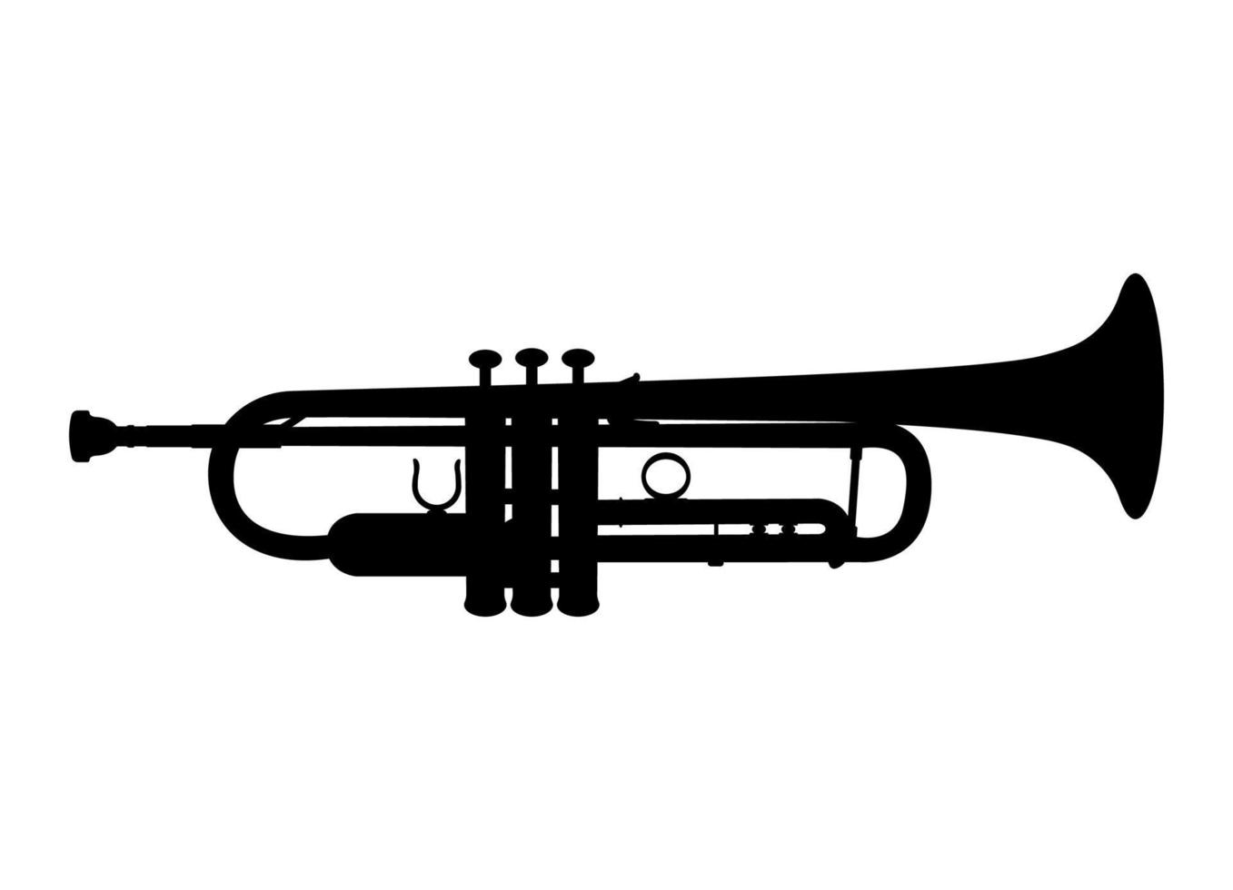 Trompetensilhouette, Kornett, Hornmessing-Musikinstrument vektor