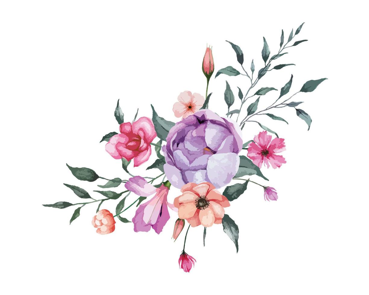 aquarell blumenstrauß, blütenblumenarrangement llustration vektor