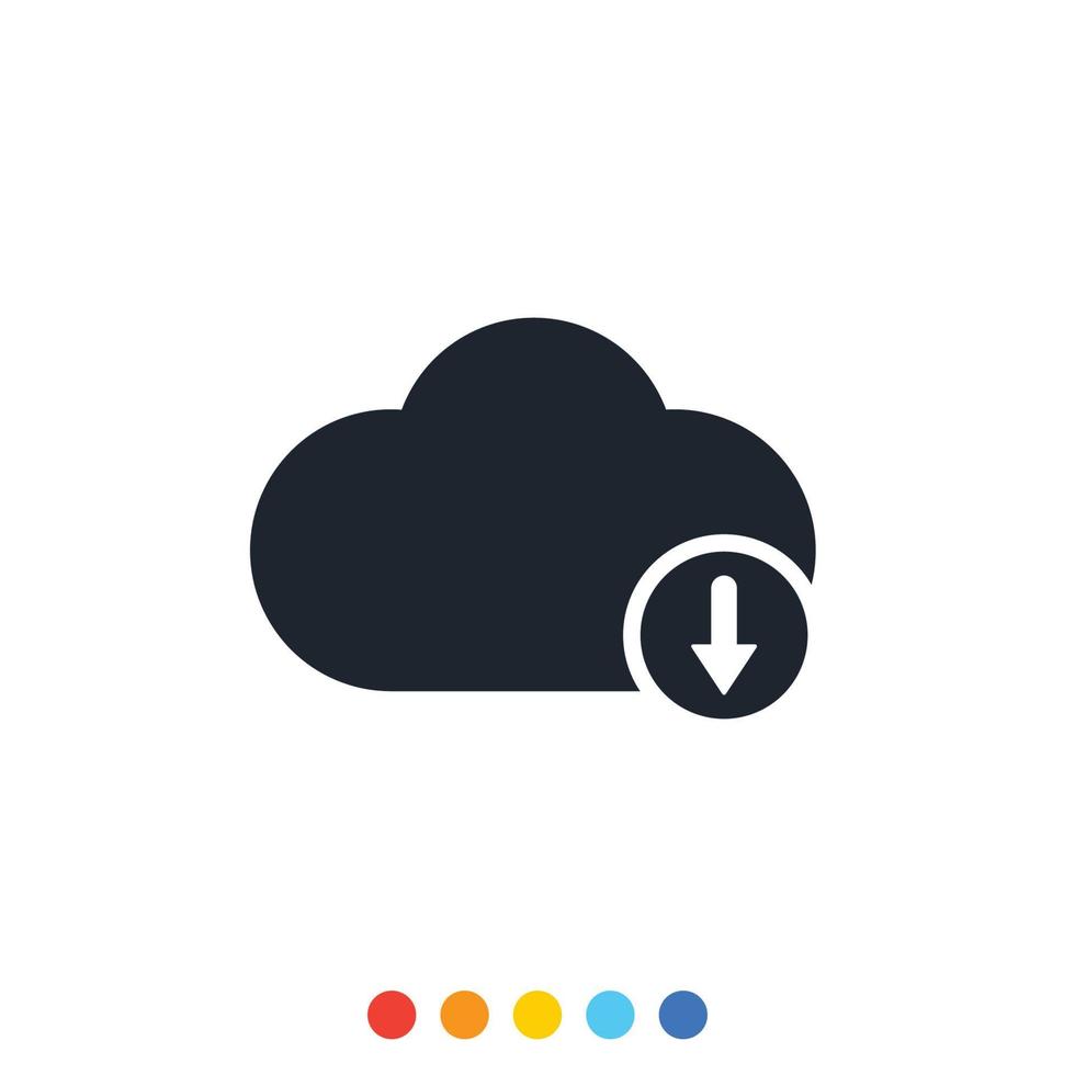 Cloud-Symbol und Download-Zeichen zum Verwalten der Datenspeicherung in der Cloud. vektor