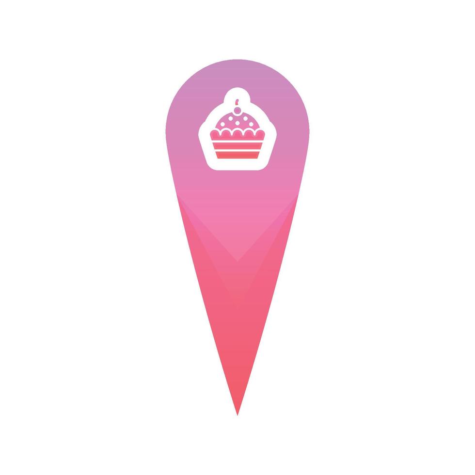 Cupcake-Standort-Logo-Gradienten-Design-Vorlage-Symbol-Element vektor