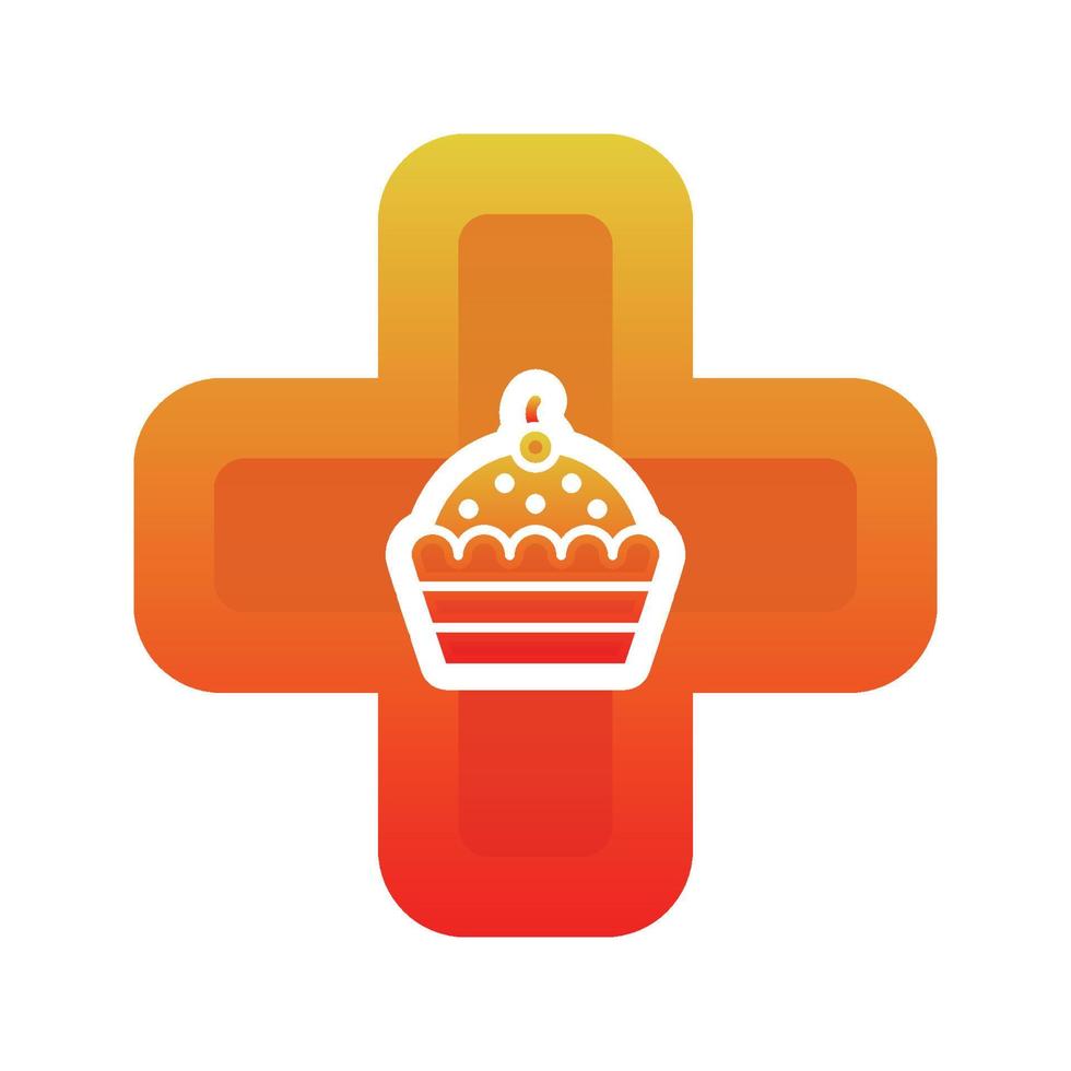 Cupcake medizinisches Logo Farbverlauf Design Vorlage Symbolelement vektor