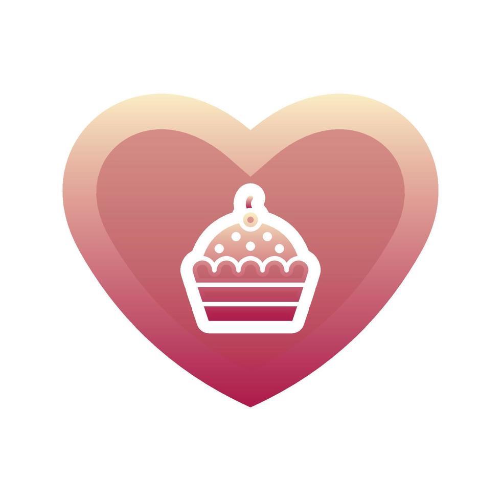 Cupcake-Liebe-Logo-Gradienten-Design-Vorlage-Symbol-Element vektor