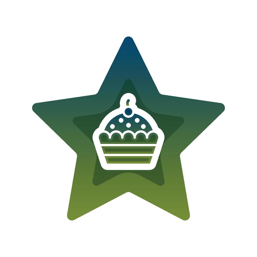 Cupcake-Stern-Logo-Gradienten-Design-Vorlage-Icon-Element vektor