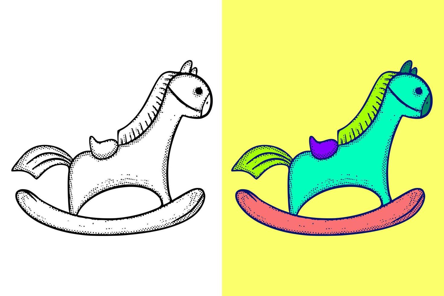 pferdespielzeugillustration handgezeichneter karikaturweinleseartvektor vektor