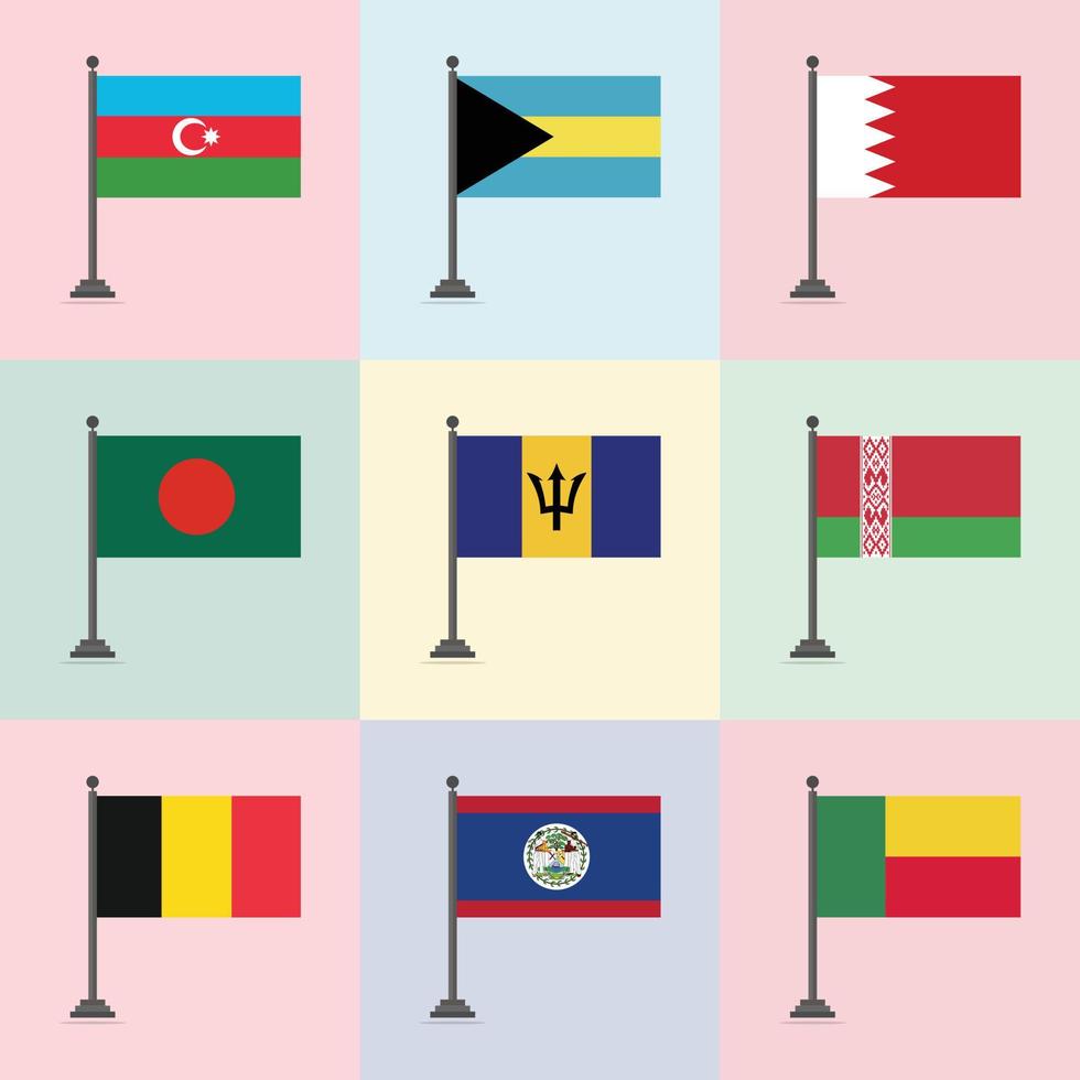 azerbaijan de Bahamas bahrain bangladesh barbados Vitryssland belgien belize benin flagga design mall vektor