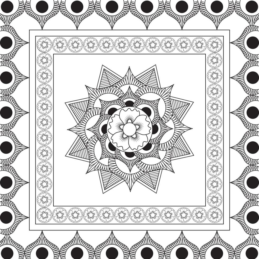 cirkulär mönster i form av mandala med blomma för henna, mehndi, tatuering, dekoration. dekorativ prydnad i etnisk orientalisk stil. färg bok sida vektor