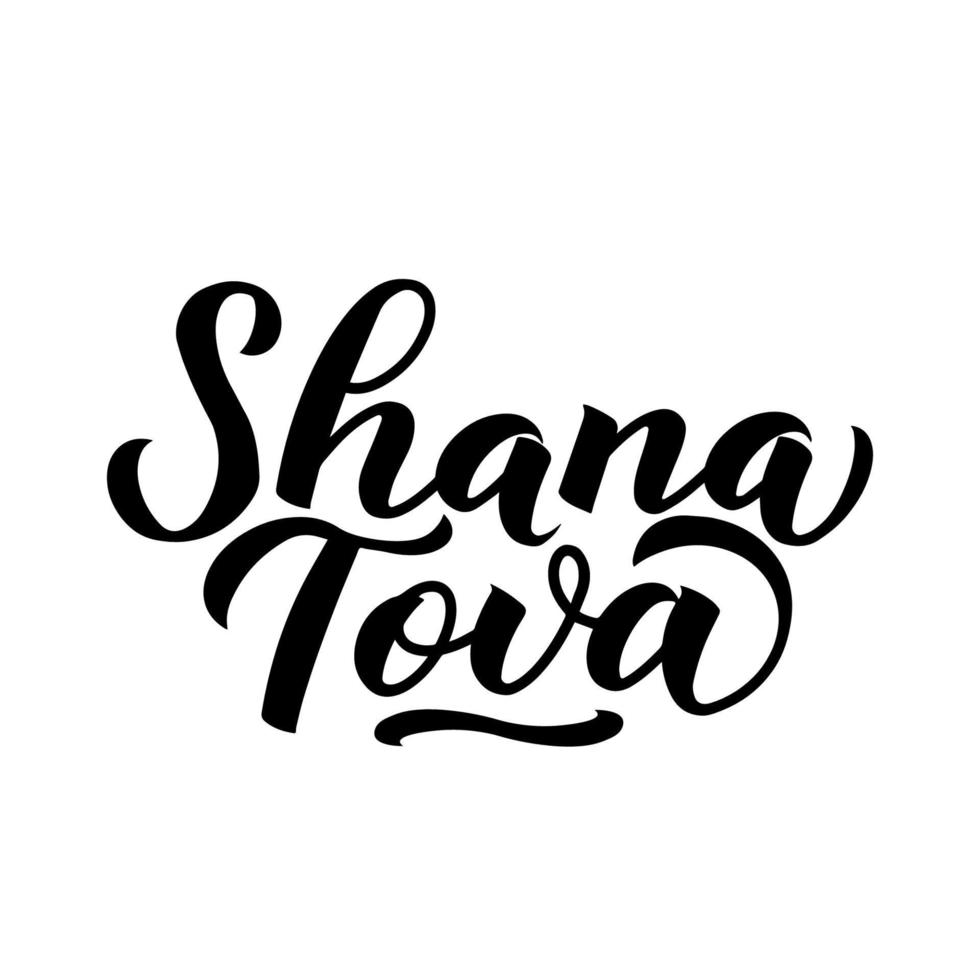 shana tova kalligrafi hand text isolerat på vit. rosh hashana - jewish Semester ny år. lätt till redigera vektor mall för baner, typografi affisch, hälsning kort, inbjudan, flygblad, t-shirt.