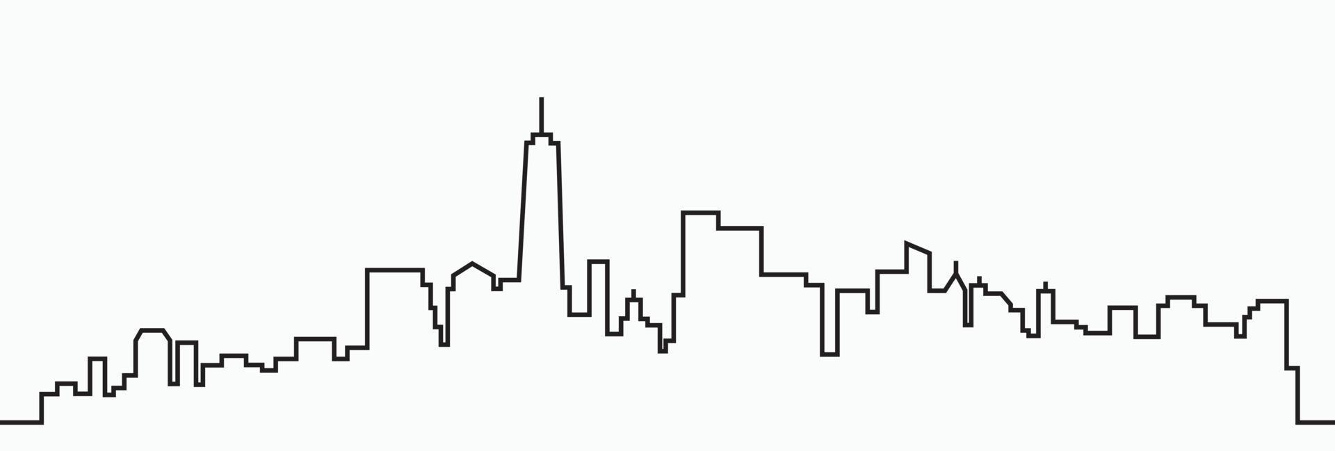modern stad horisont översikt teckning på vit bakgrund. vektor