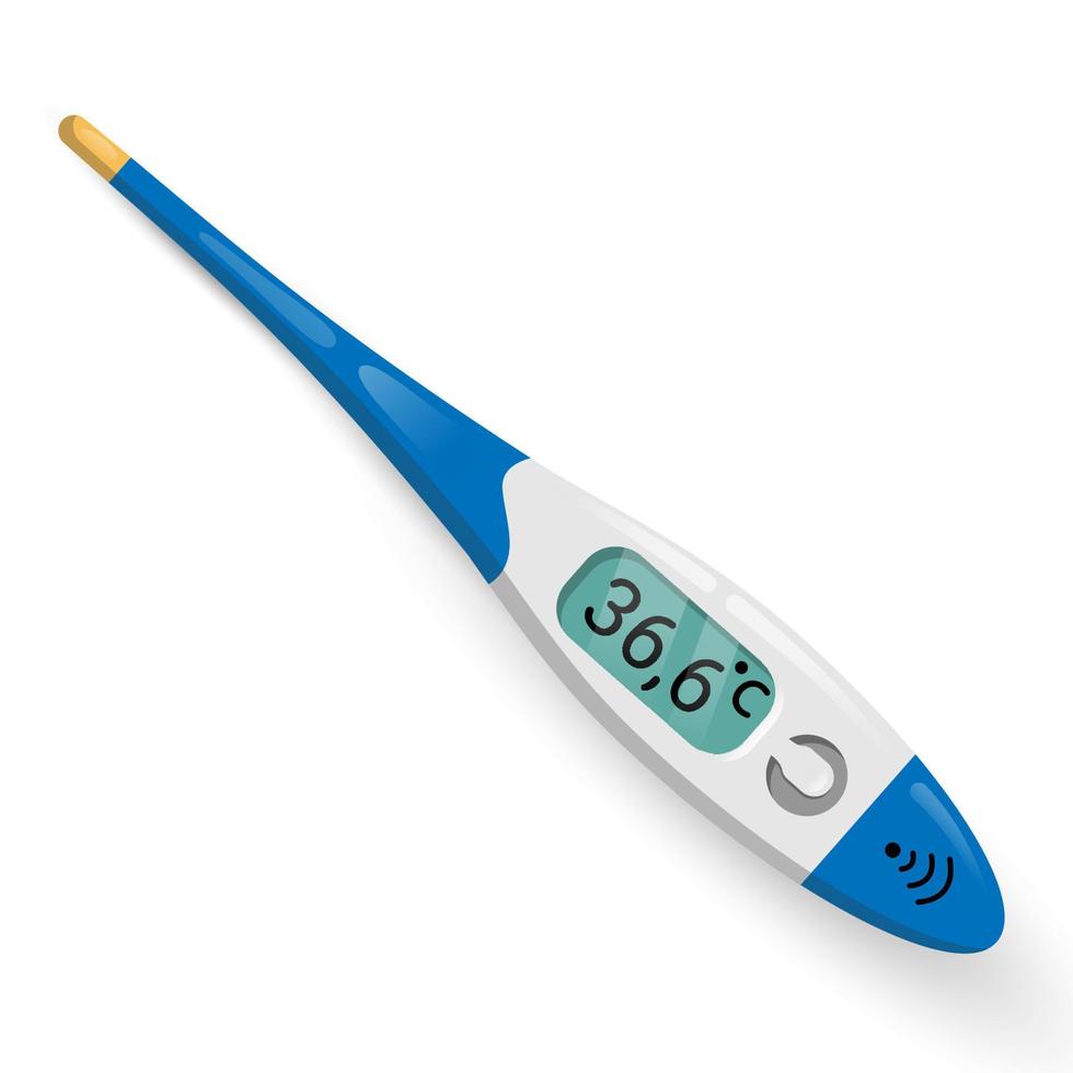 Fieberthermometer isoliert auf weißem Hintergrund. Elektronisches Thermometer zum Messen der Körpertemperatur. Vektorillustration für medizinisches Design. vektor