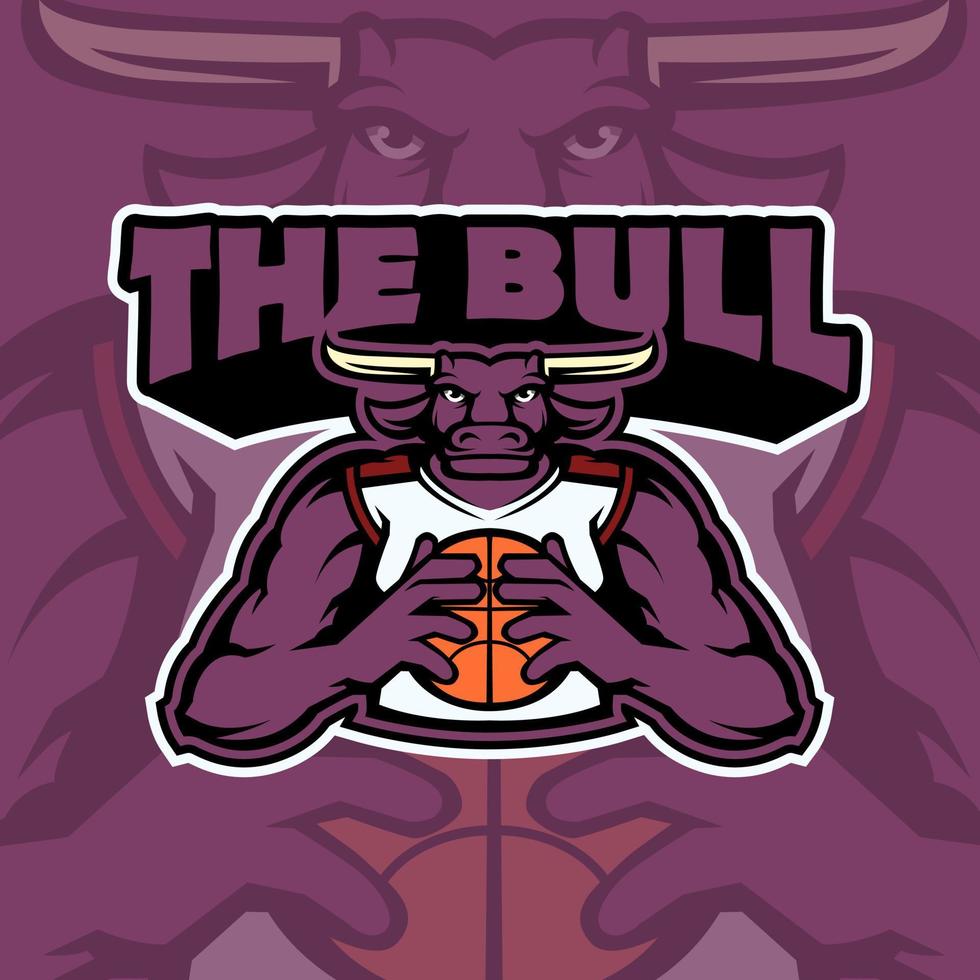 Stier-Basketball-Team-Maskottchen-Logo-Design vektor