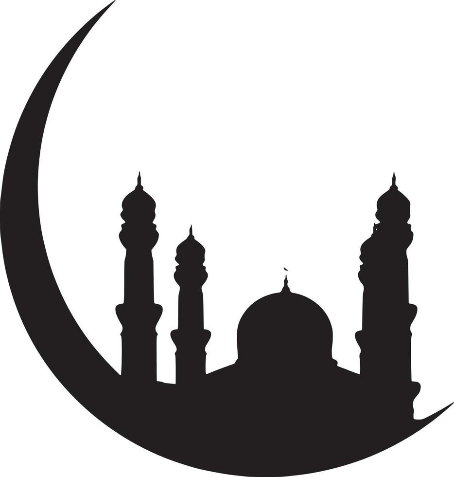 silhuett av en moské torn vektor i platt stil