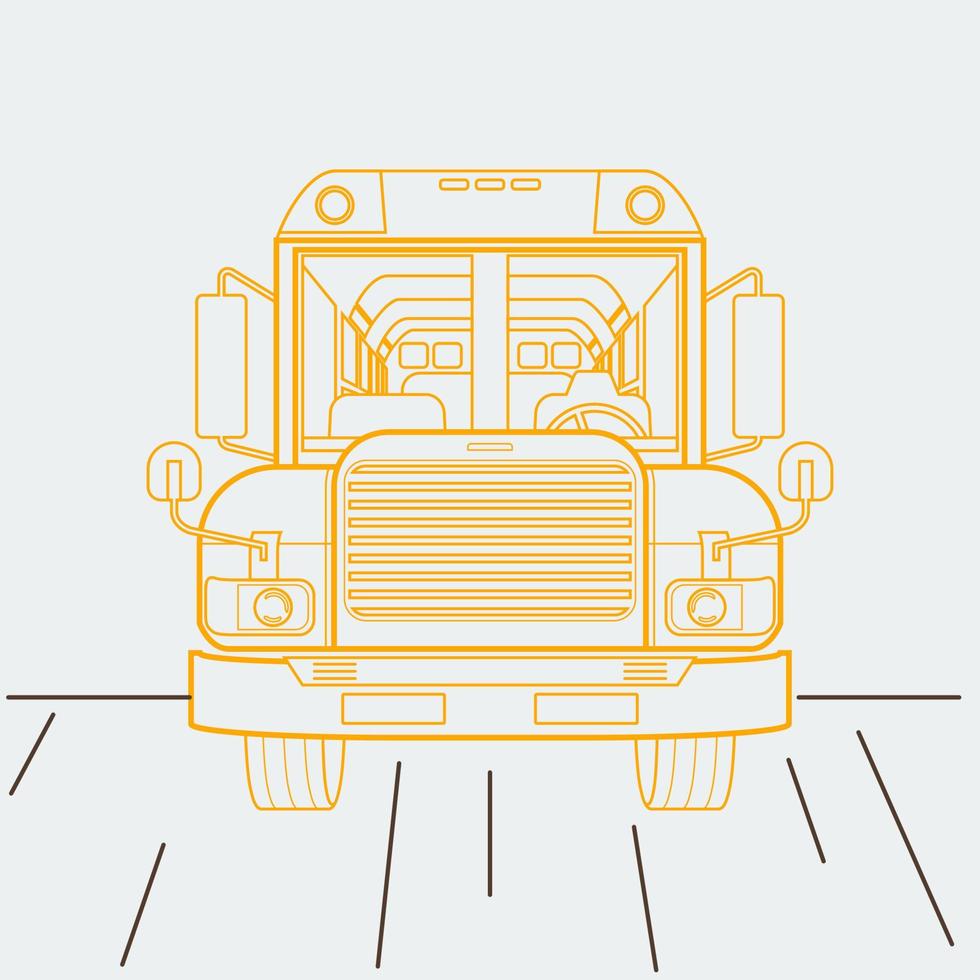 redigerbar främre se skola buss vektor illustration i översikt stil för skola och utbildning eller transport relaterad design