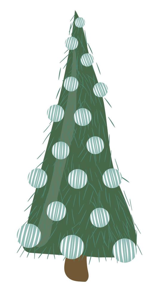 nette weihnachtsbaum-vektorillustration lokalisiert auf weißem hintergrund vektor