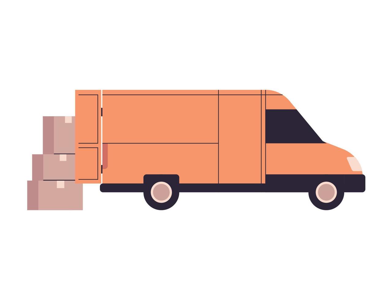 logistisk transport lastbil och leverans platt vektor illustration.