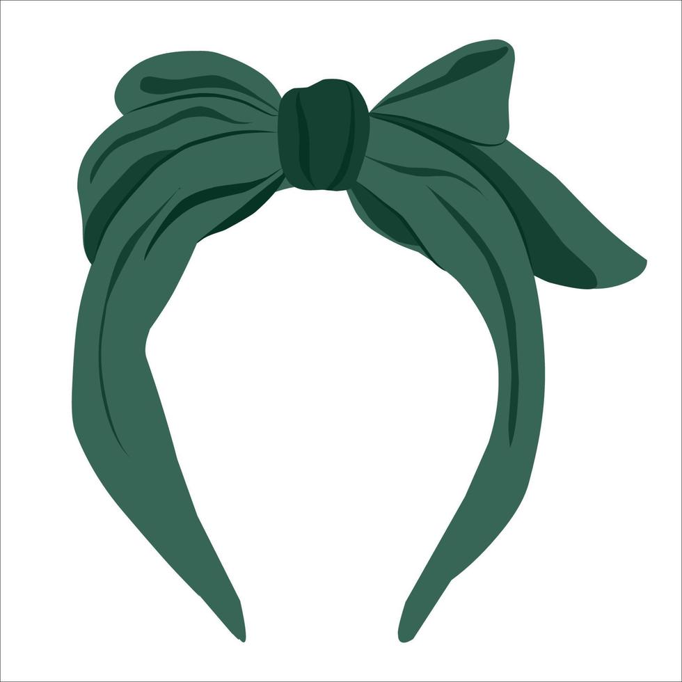 grünes Damenhaarbandana mit Schleife. Soloha für Damen, Haarschmuck, Haarband. Vektor-Illustration eines flachen Cartoon-Stils, isoliert auf weißem Hintergrund. vektor