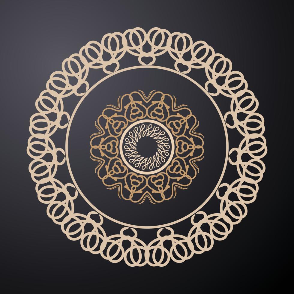 bohemisk mandala skriva ut, antistress färg bok, tatuering design orientalisk eller indian, islamic mystisk hand dragen prydnad för meditation eller yoga vektor illustration. guld Färg