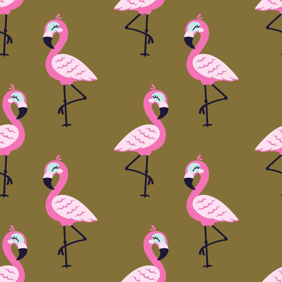 tecknad serie flamingo sömlös vektor illustration mönster bakgrund. design för använda sig av bakgrund tapet Allt över tyg skriva ut och andra. vild djur bakgrund design lätt redigera och anpassningsbar