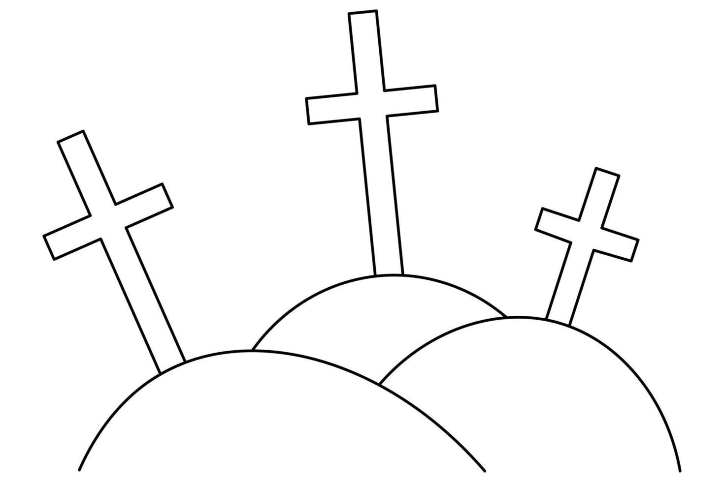 Kreuze. Mahnmal zur Erinnerung. düstere skizze. Halloween-Symbol. Grab auf dem Friedhof. religiöses Symbol. Dekoration für Allerheiligen. vektor