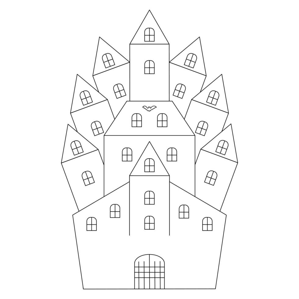 slott skiss mystisk hus bostad av räkna dracula de emblem är en fladdermus ett gammal byggnad med torn vektor