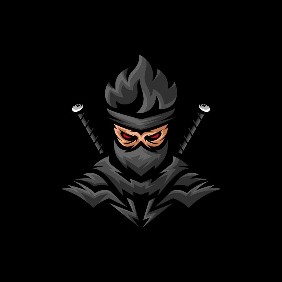 Ninja-Maskottchen-Esport-Logo-Vektorvorlage, kreative Ninja-Logo-Designkonzepte vektor