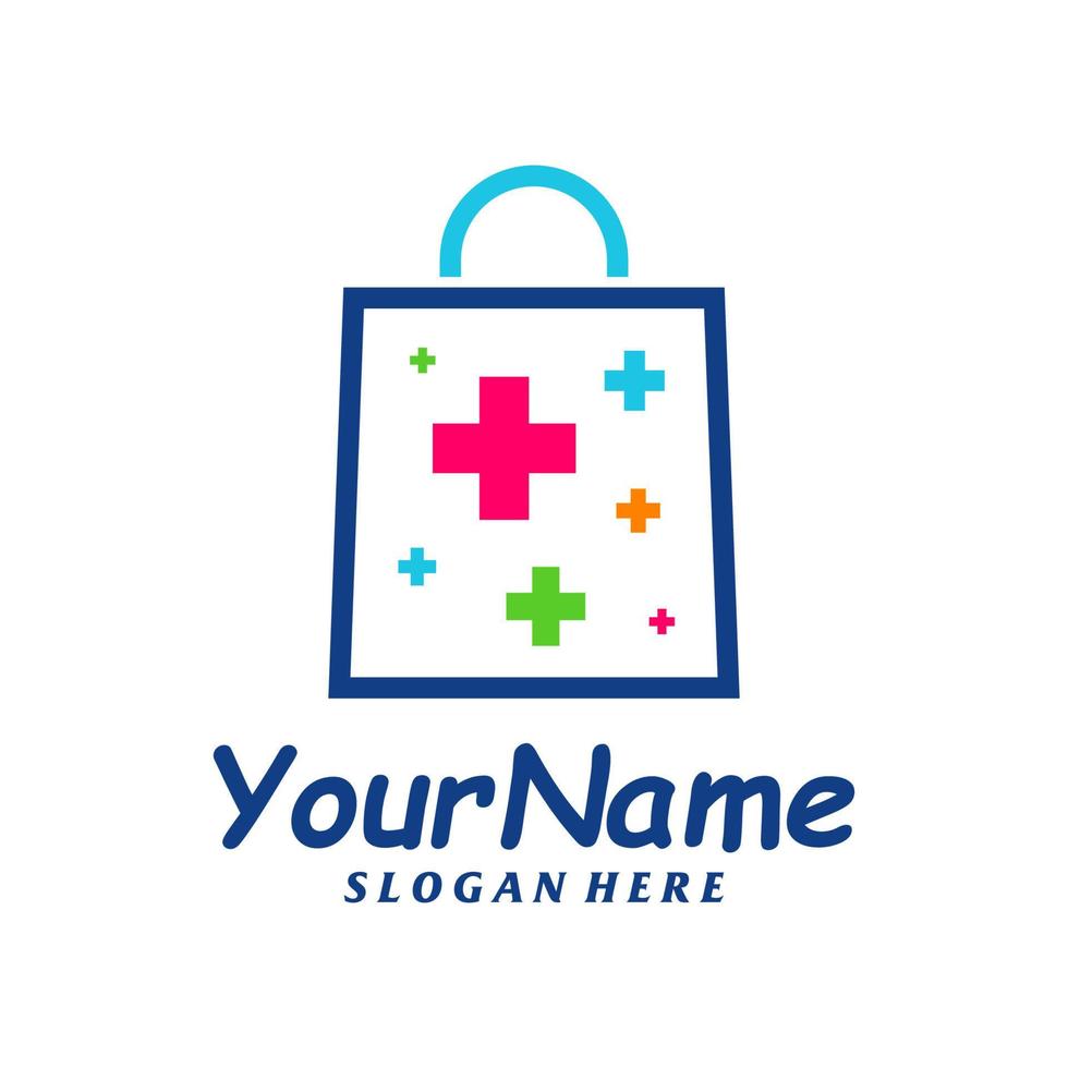 Shop-Gesundheitslogo-Designvorlage. Health Store Logo Konzept Vektor. kreatives Symbolsymbol vektor