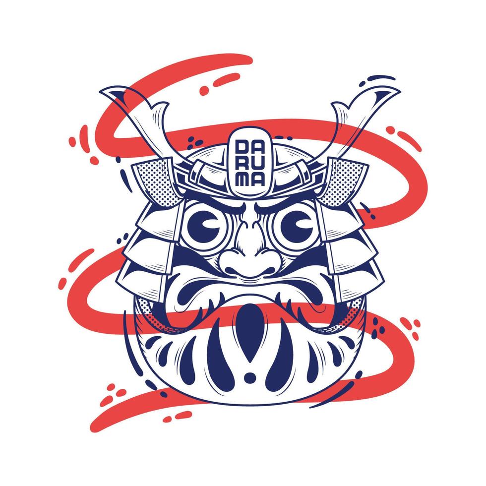 japansk illustration stil daruma docka vektor