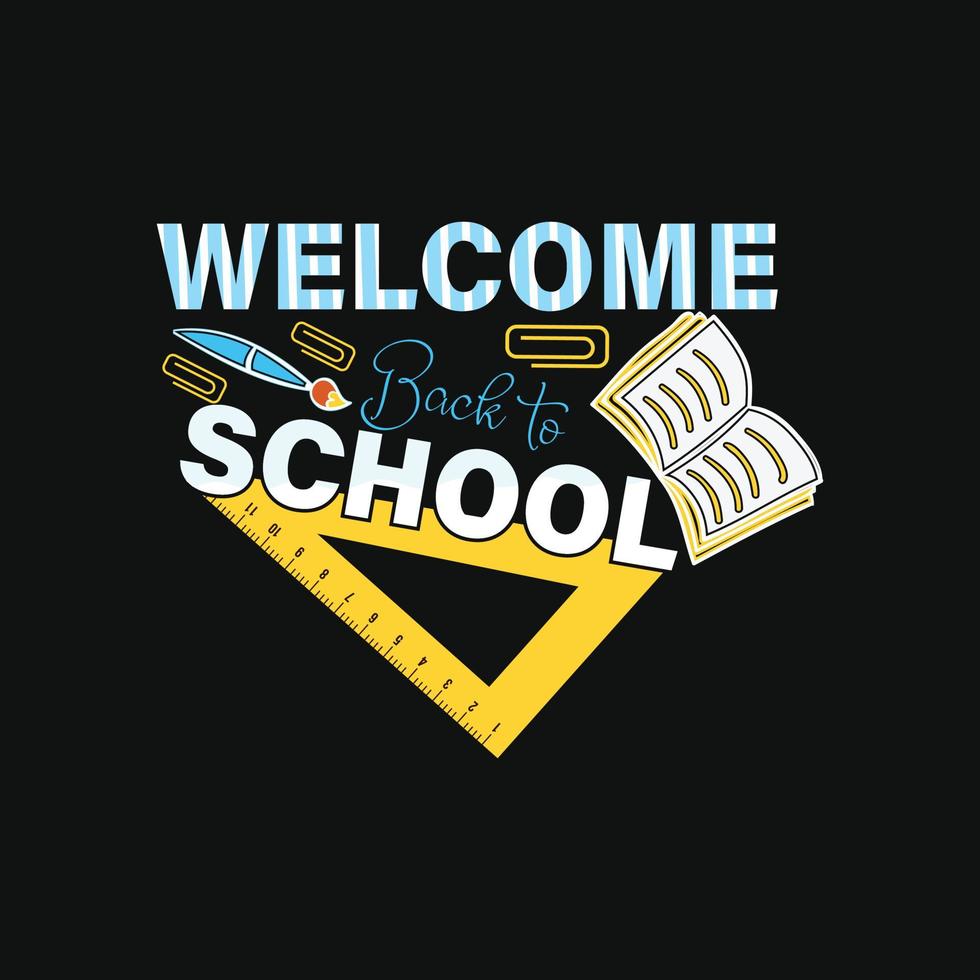 Willkommen zurück in der Schule. kann für T-Shirt-Drucke, Back-to-School-Zitate, Schul-T-Shirt-Vektoren, Geschenk-Shirt-Designs, Modedruckdesigns, Grußkarten, Einladungen, Nachrichten und Tassen verwendet werden. vektor