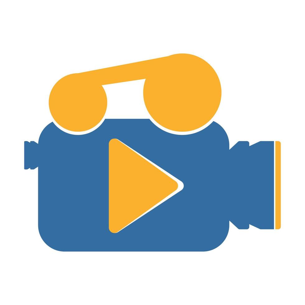 Play-Button und Videomedien-Logo-Vorlage. Videokamera-Vektor. Spielersymbol. vektor