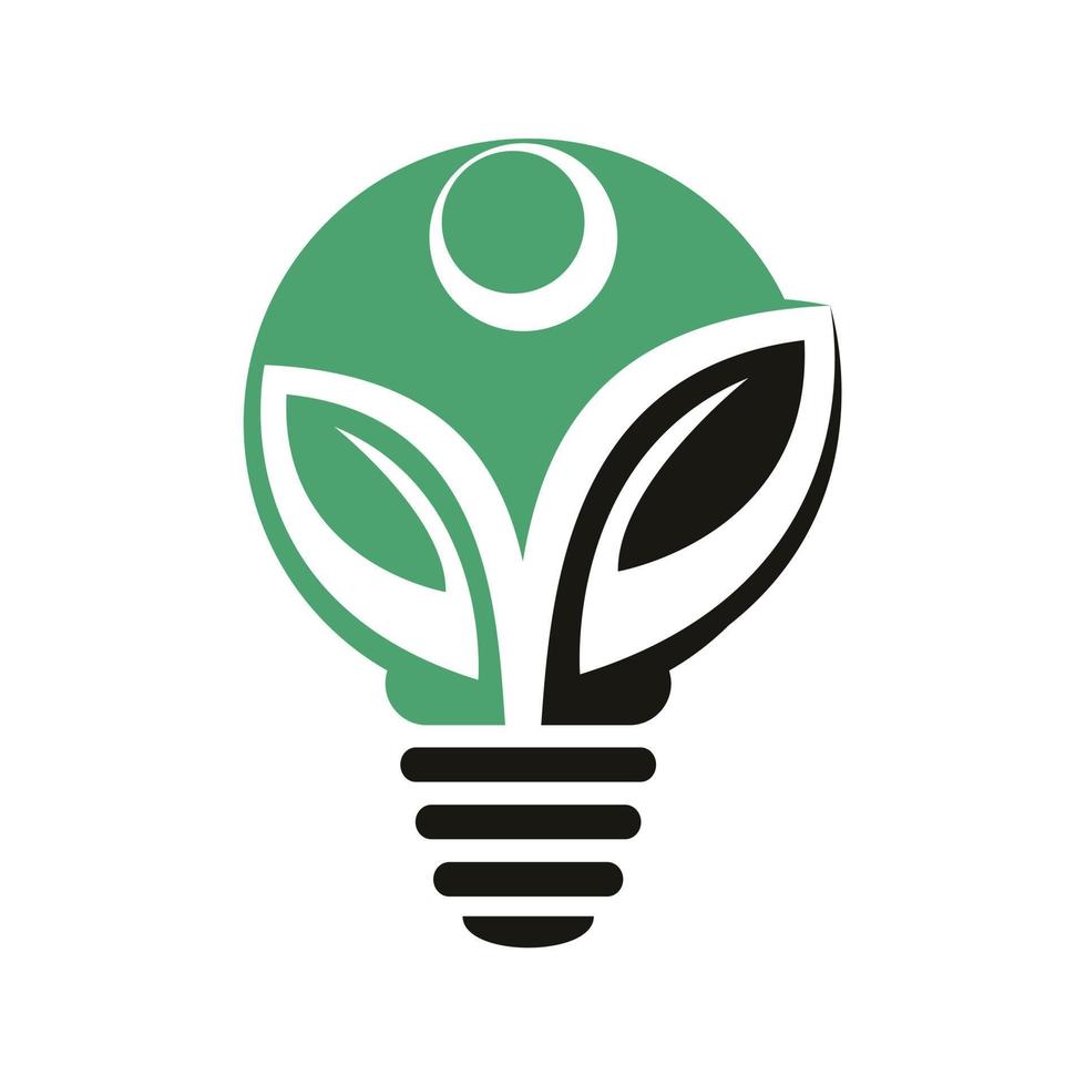 organische menschliche Birnenlampe und Blattlogovektor. Design der menschlichen Wachstumszwiebel-Logo-Vorlage. vektor