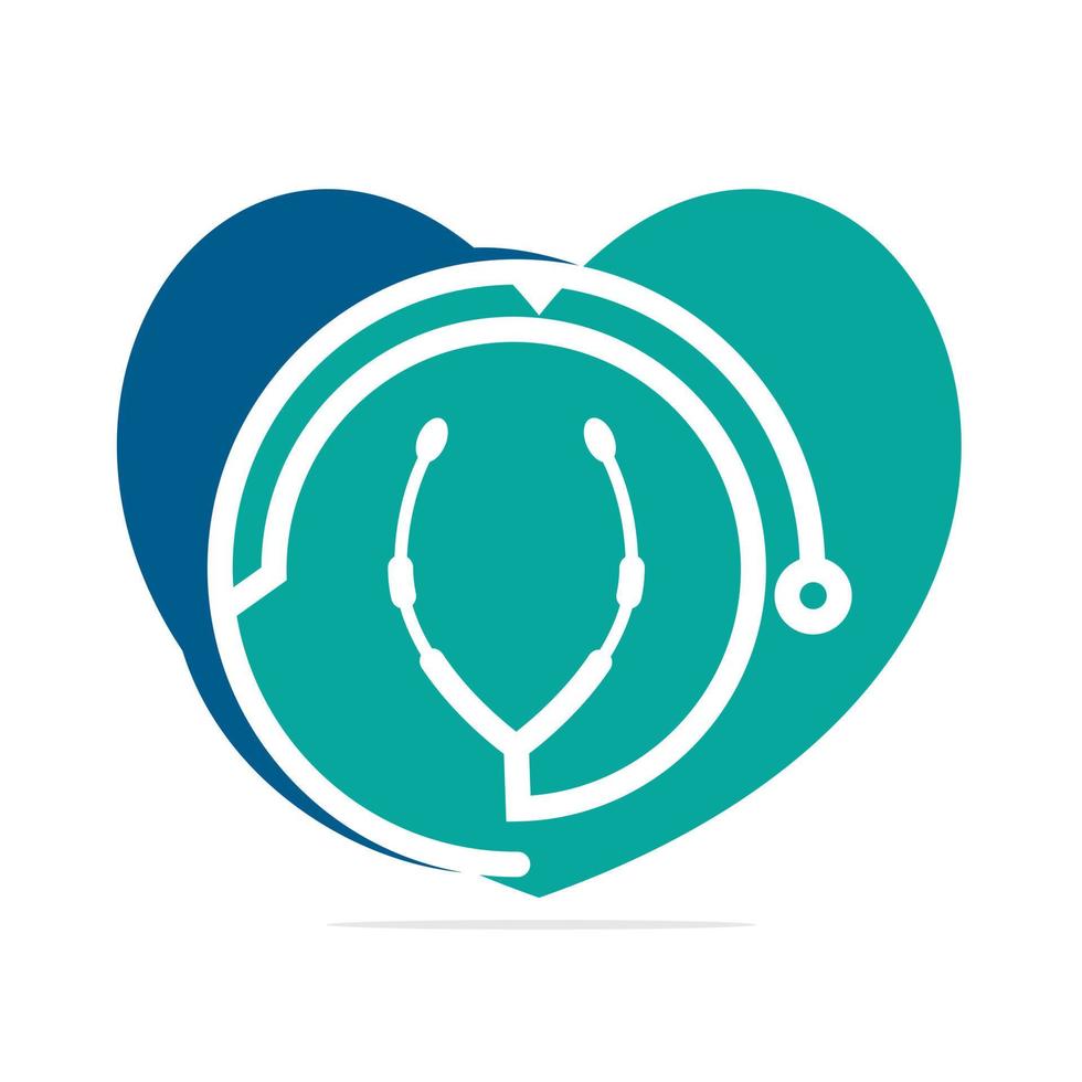 Stethoskop mit medizinischem Vektor-Logo-Design des Herzens. medizinisches Vektor-Logo-Design. vektor