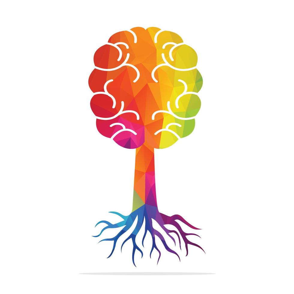 Gehirnbaumwurzeln Konzeptdesign. Baum, der in Form eines menschlichen Gehirns wächst. vektor