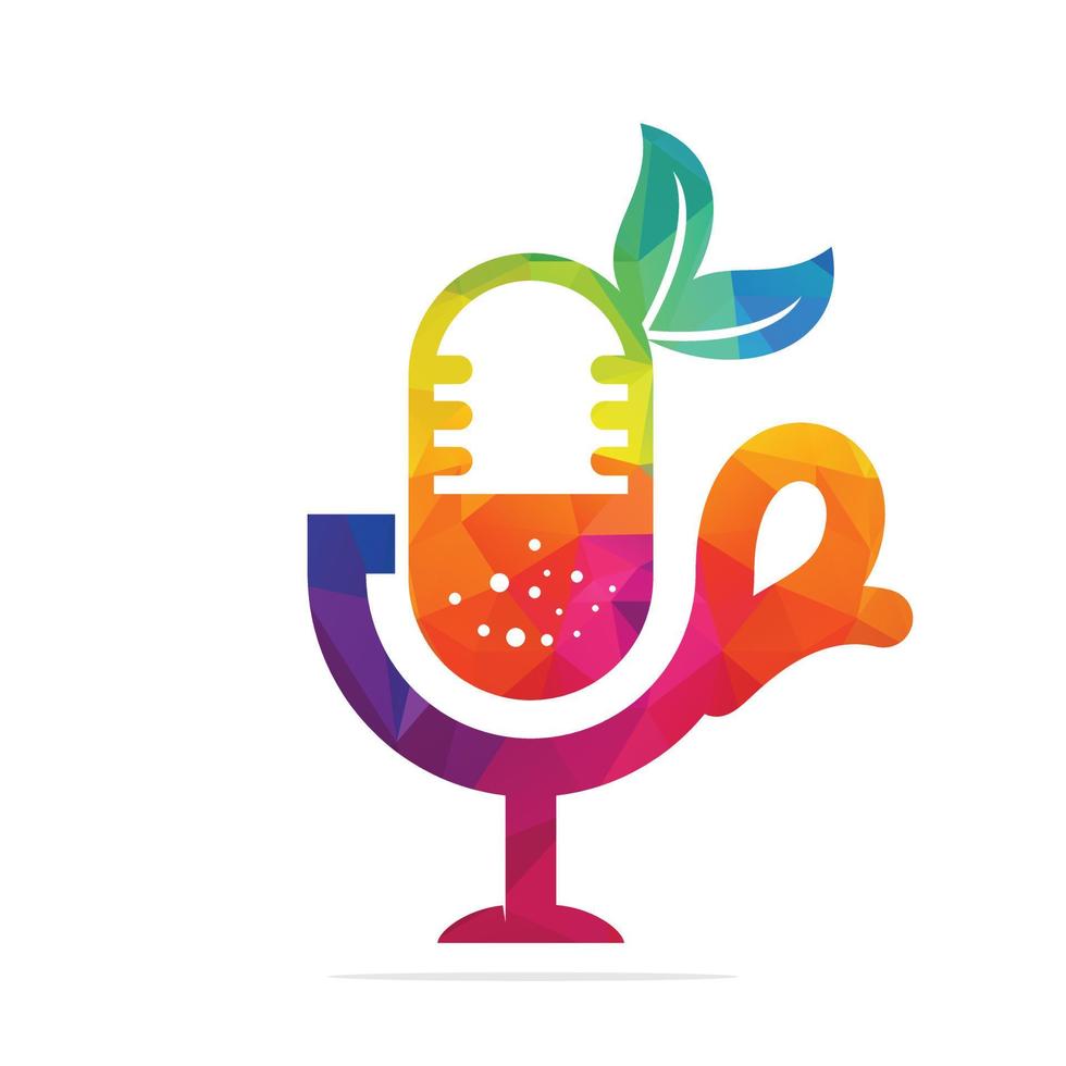 Podcast-Logo-Symbol mit grüner Tasse. Gesundes Design von Podcast-Vektorvorlagen mit grünem Tee. vektor