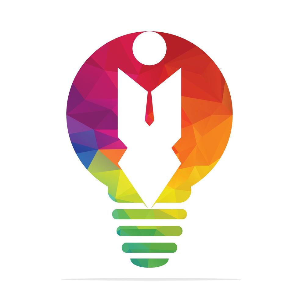 Glödlampa lampa penna med mänsklig tecken logotyp design mall. mänsklig karaktär och penna logotyp. vektor