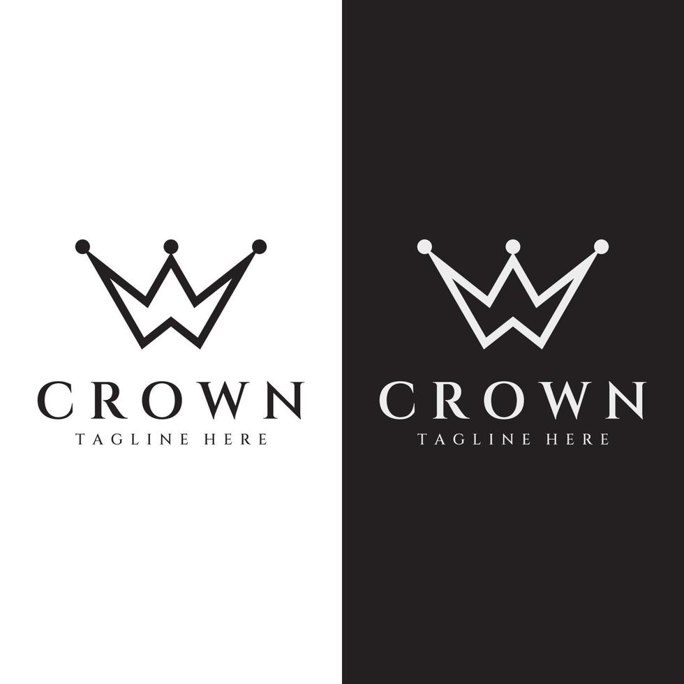 abstraktes logo-schablonendesign der königlichen luxuskrone. krone mit monogramm, mit den eleganten und unbedeutenden linien lokalisiert auf dem hintergrund. vektor