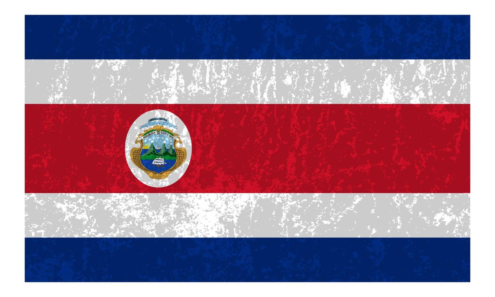 Costa Rica-Grunge-Flagge, offizielle Farben und Proportionen. Vektor-Illustration. vektor