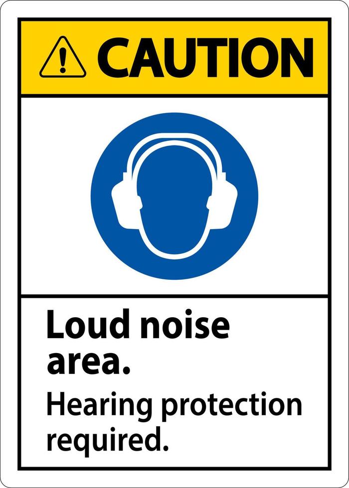 Achtung Gehörschutz erforderlich Schild auf weißem Hintergrund vektor