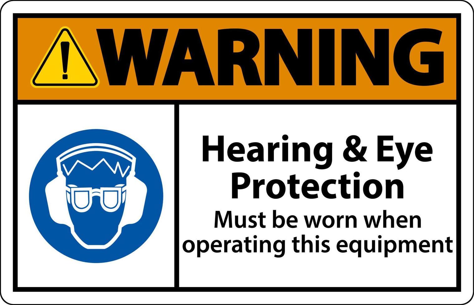 Warnzeichen für Hör- und Augenschutz auf weißem Hintergrund vektor