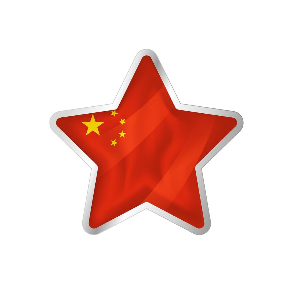 Kina flagga i stjärna. knapp stjärna och flagga mall. lätt redigering och vektor i grupper. nationell flagga vektor illustration på vit bakgrund.