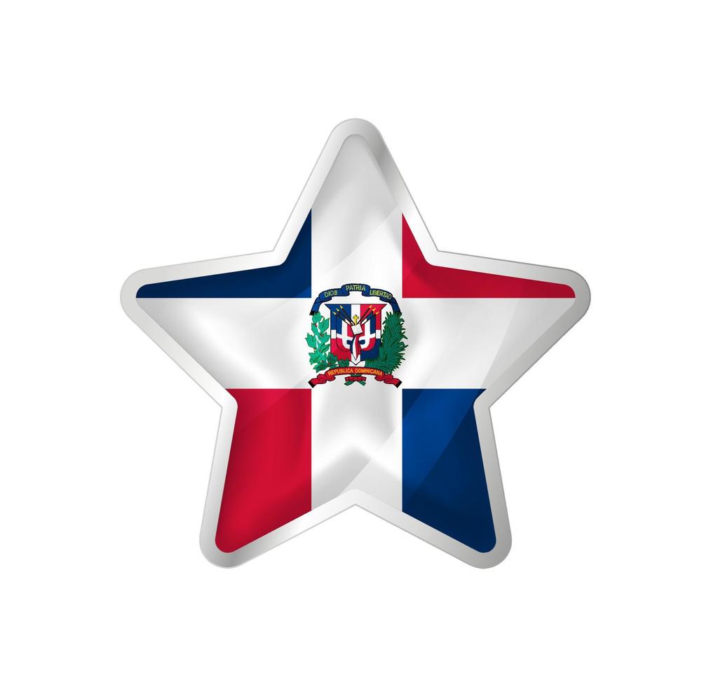 Dominikanska republik flagga i stjärna. knapp stjärna och flagga mall. lätt redigering och vektor i grupper. nationell flagga vektor illustration på vit bakgrund.